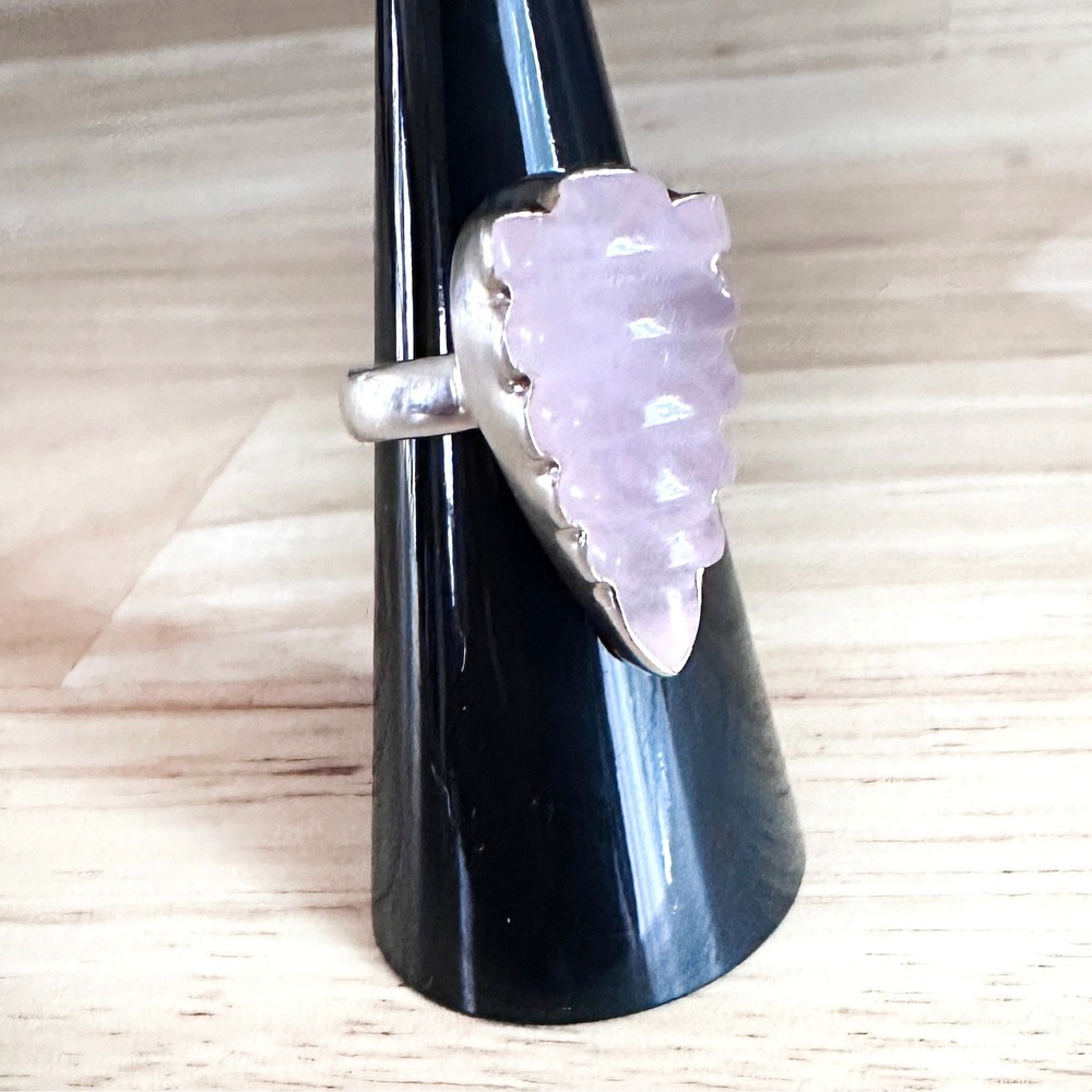Sterling Silver‎ Rose Quartz Arrowhead Ring Size 6 Southwestern Statement - Picture 2 of 10
